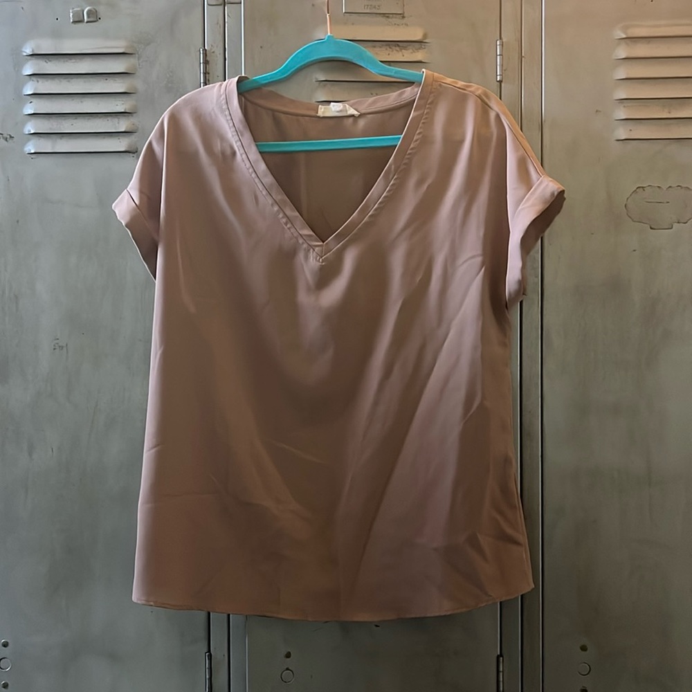 Mocha V-neck blouse